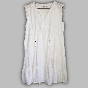 White Boho Babydoll Dress w/ Crochet Trim SONOMA Medium